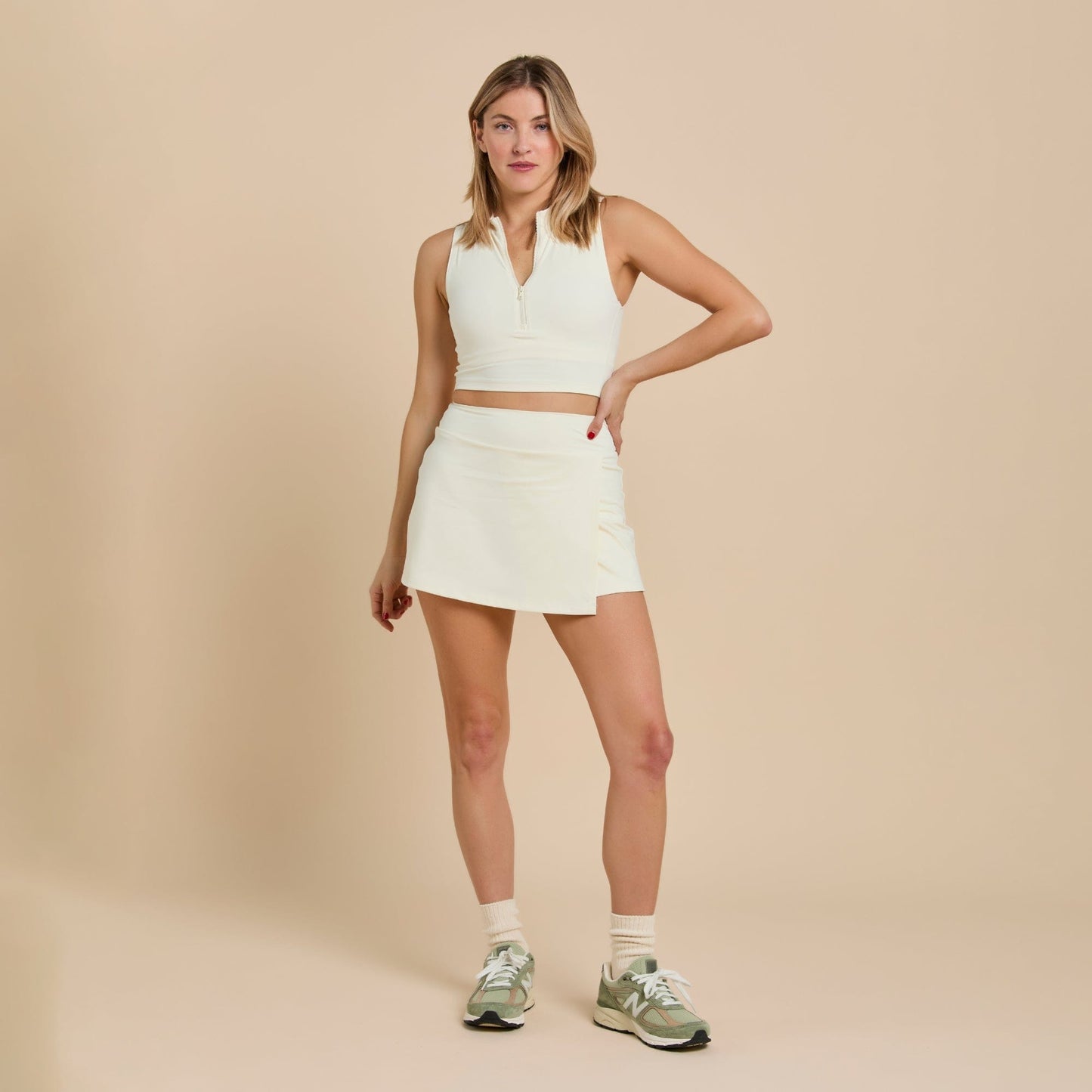 Recess Pickleball Bra Clarkson Crop Bra - Cream