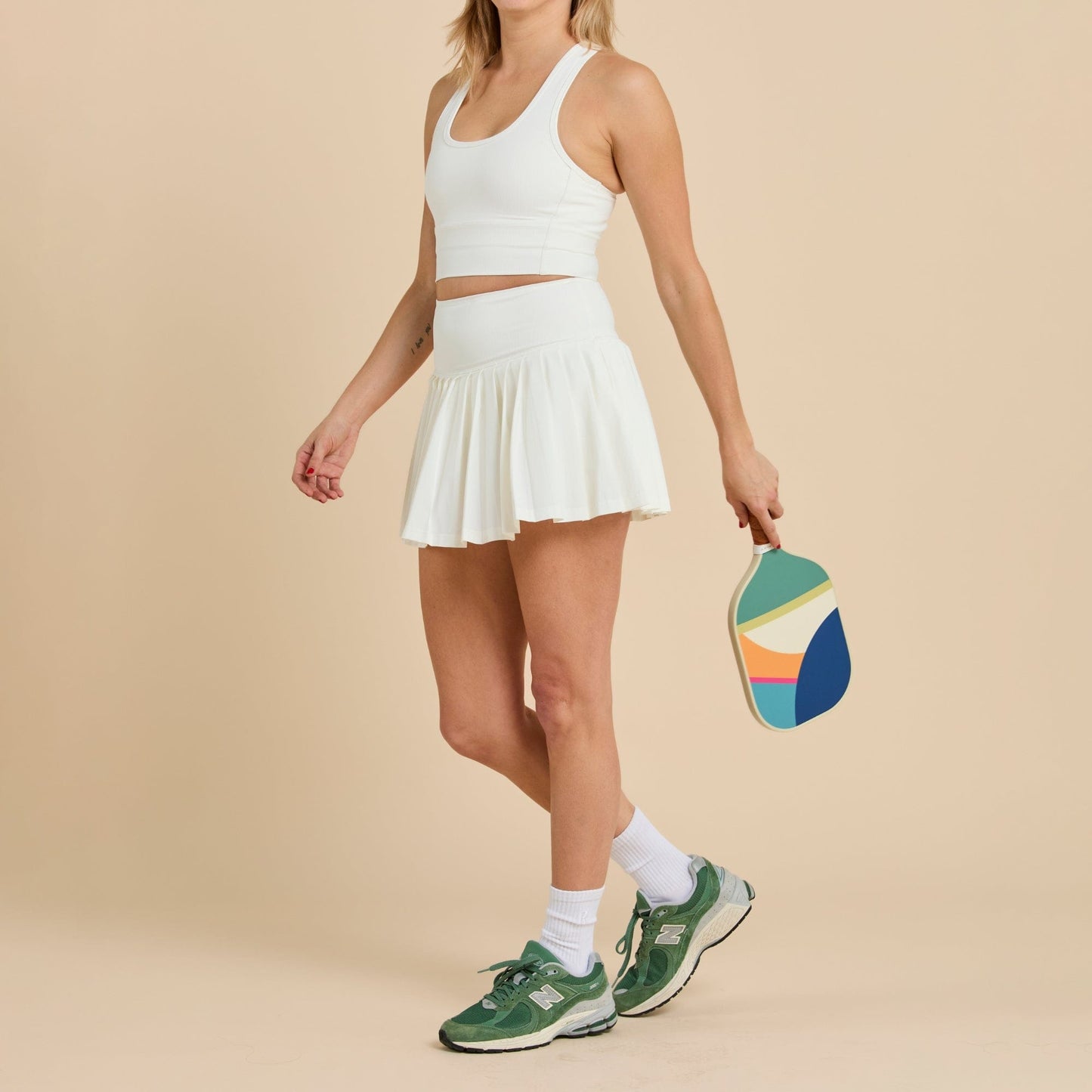 Recess Pickleball Bra Stevie Crop Bra - White